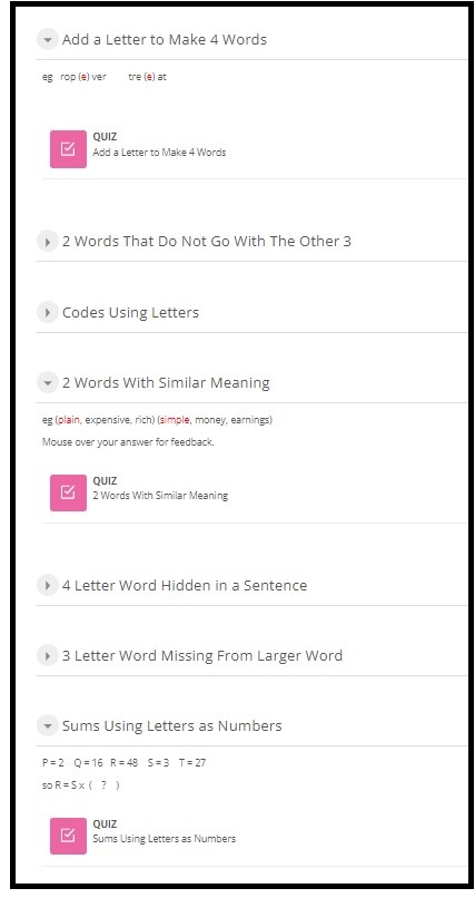 11plus online Verbal reasoning course